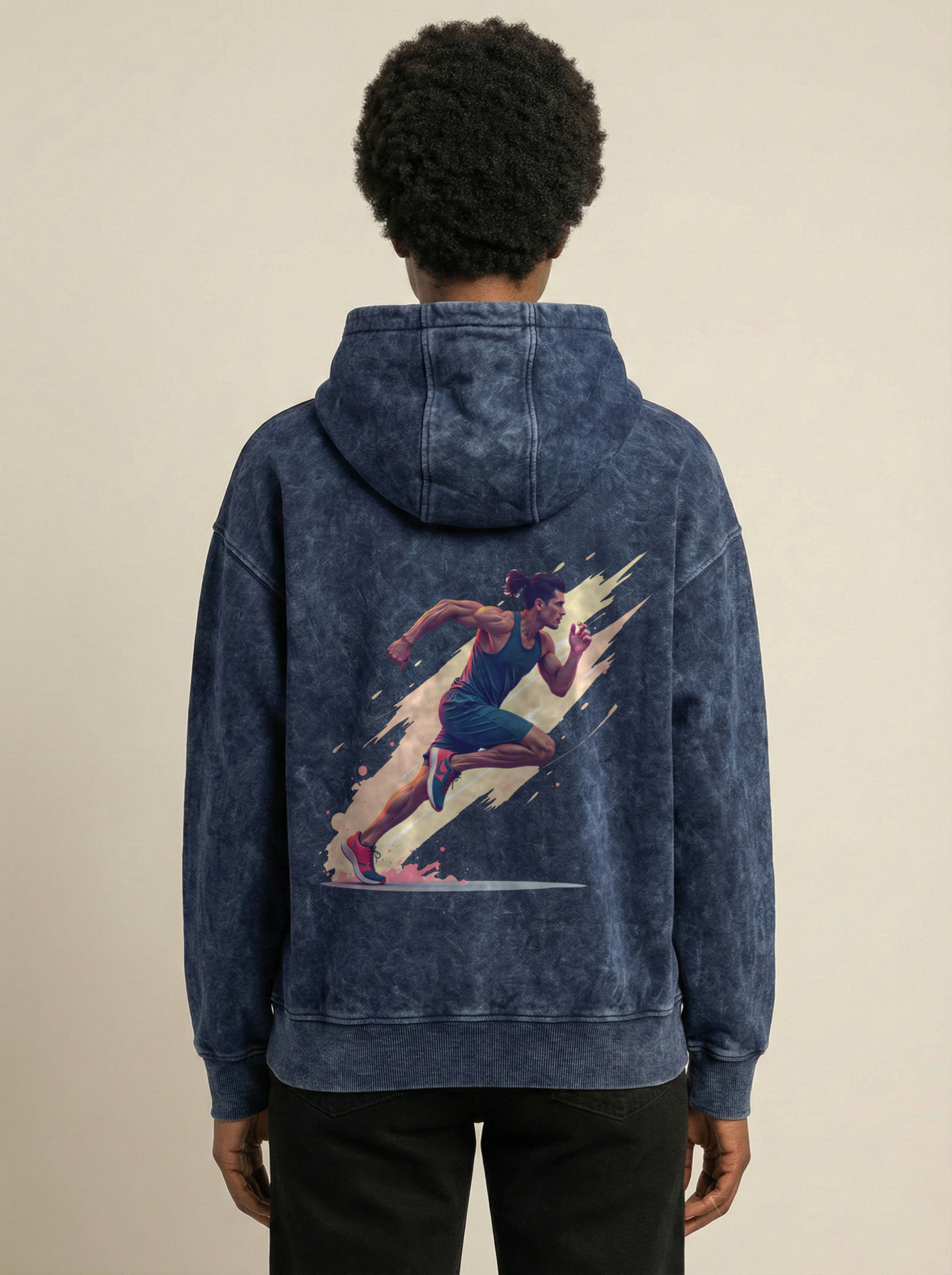 Sprint Launch Acid Wash Hoodie Navy Blue