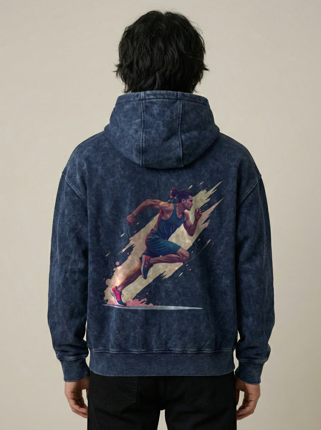 Sprint Launch Acid Wash Hoodie Navy Blue