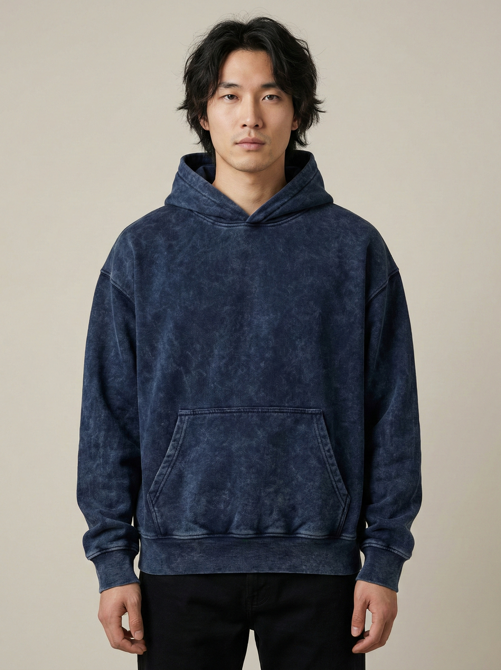 Sprint Launch Acid Wash Hoodie Navy Blue