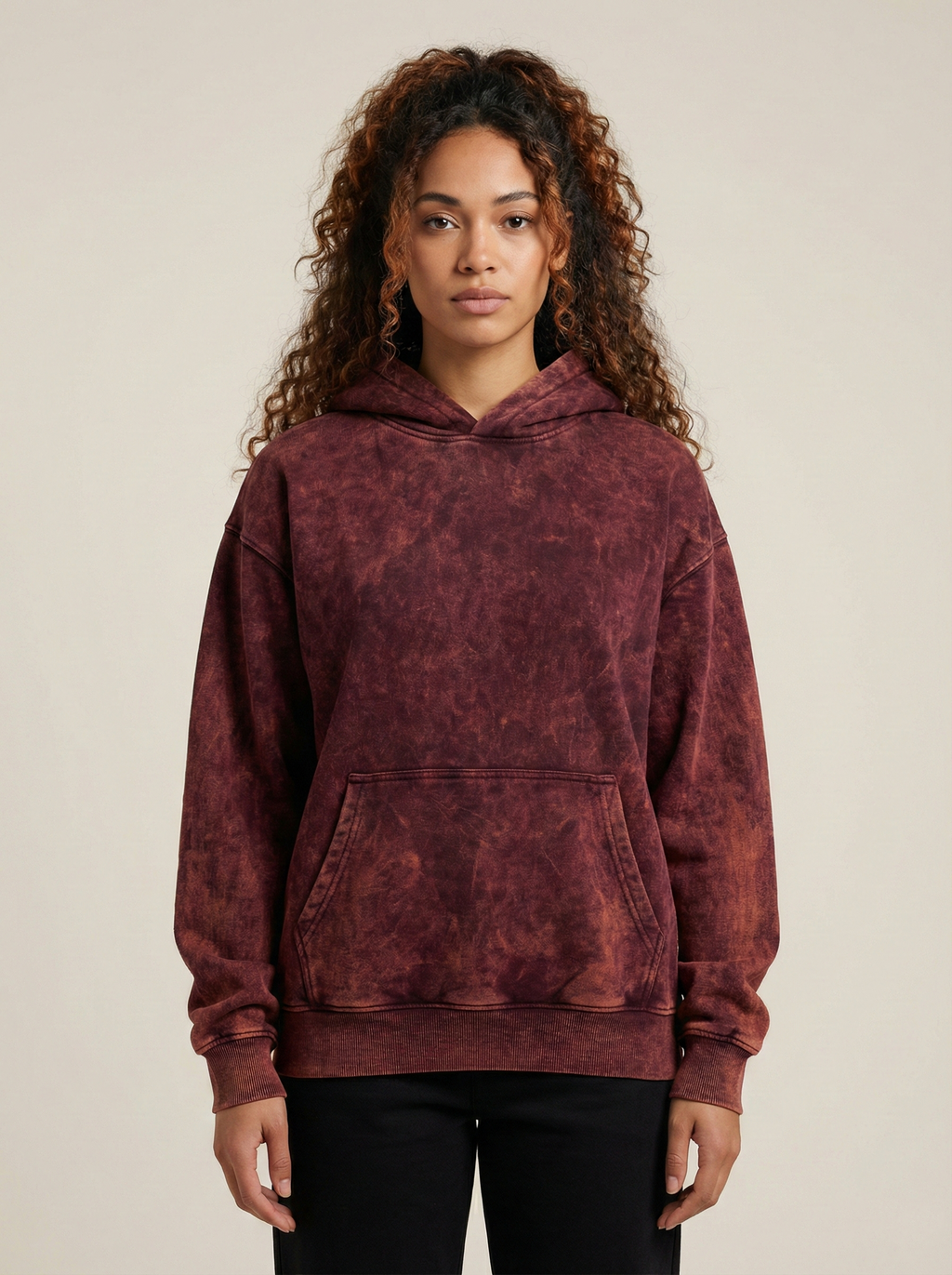 Squat King Acid Wash Hoodie Maroon