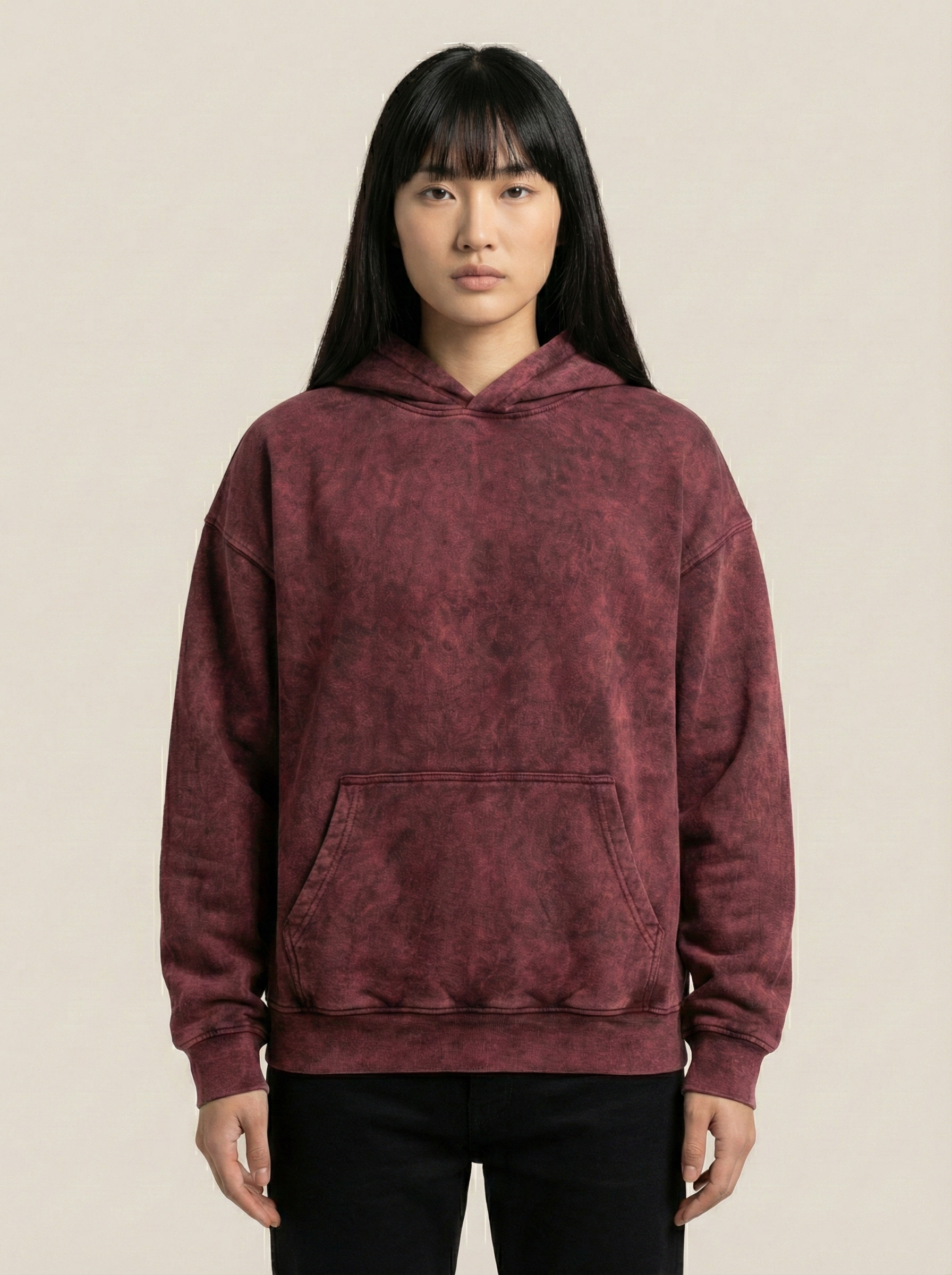 Squat Queen Acid Wash Hoodie Maroon