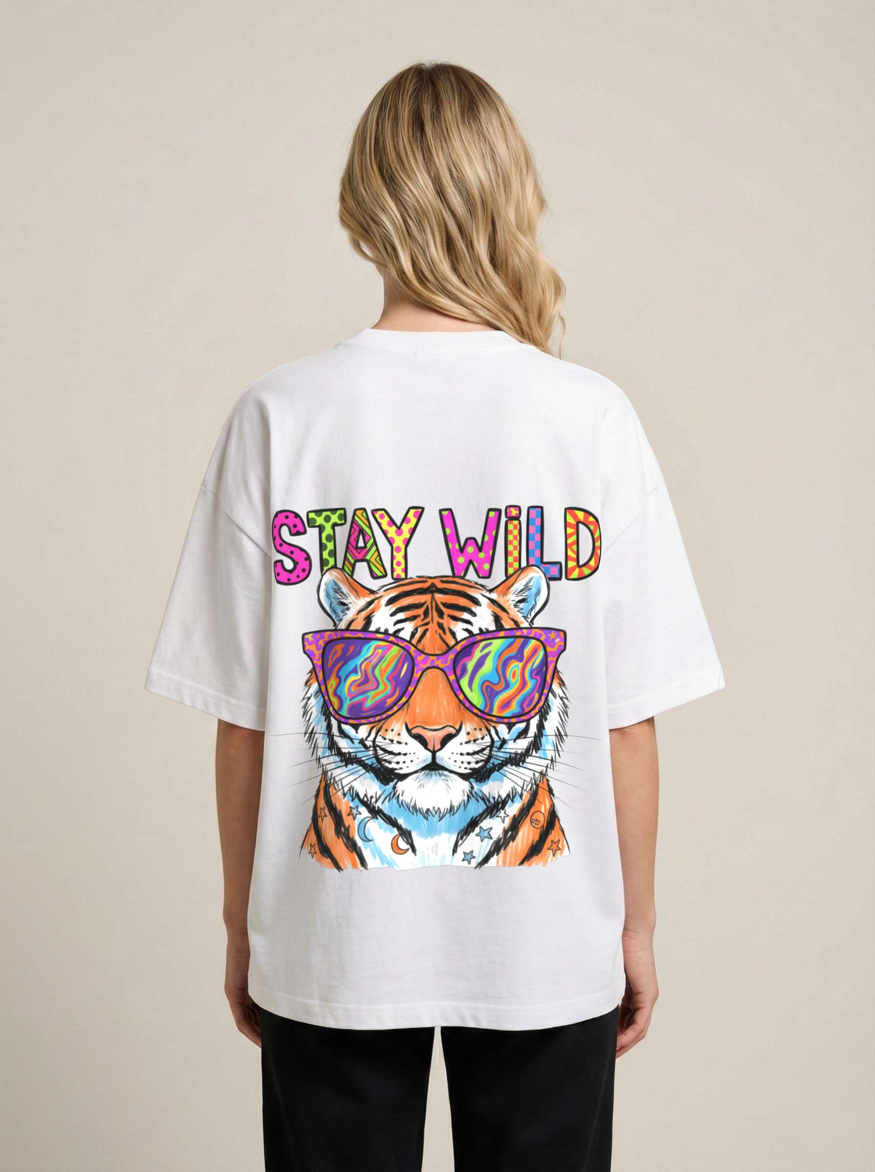 Stay Wild Premium Terry Oversized Tee White