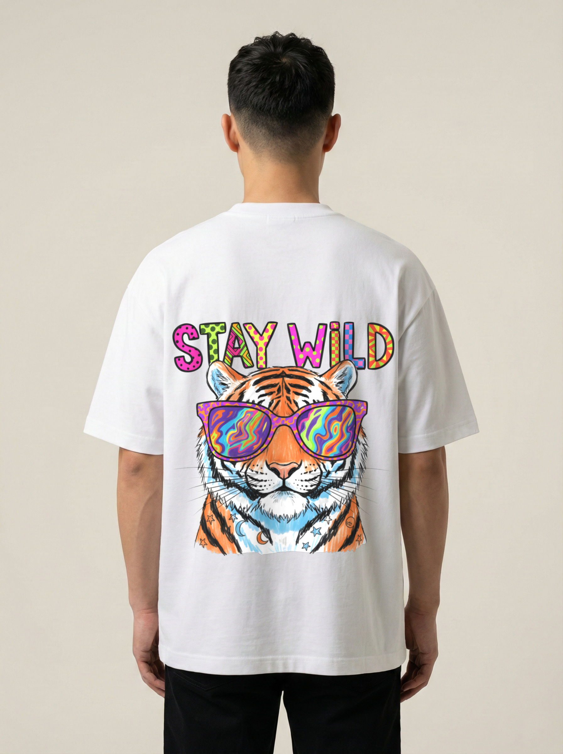 Stay Wild Premium Terry Oversized Tee White
