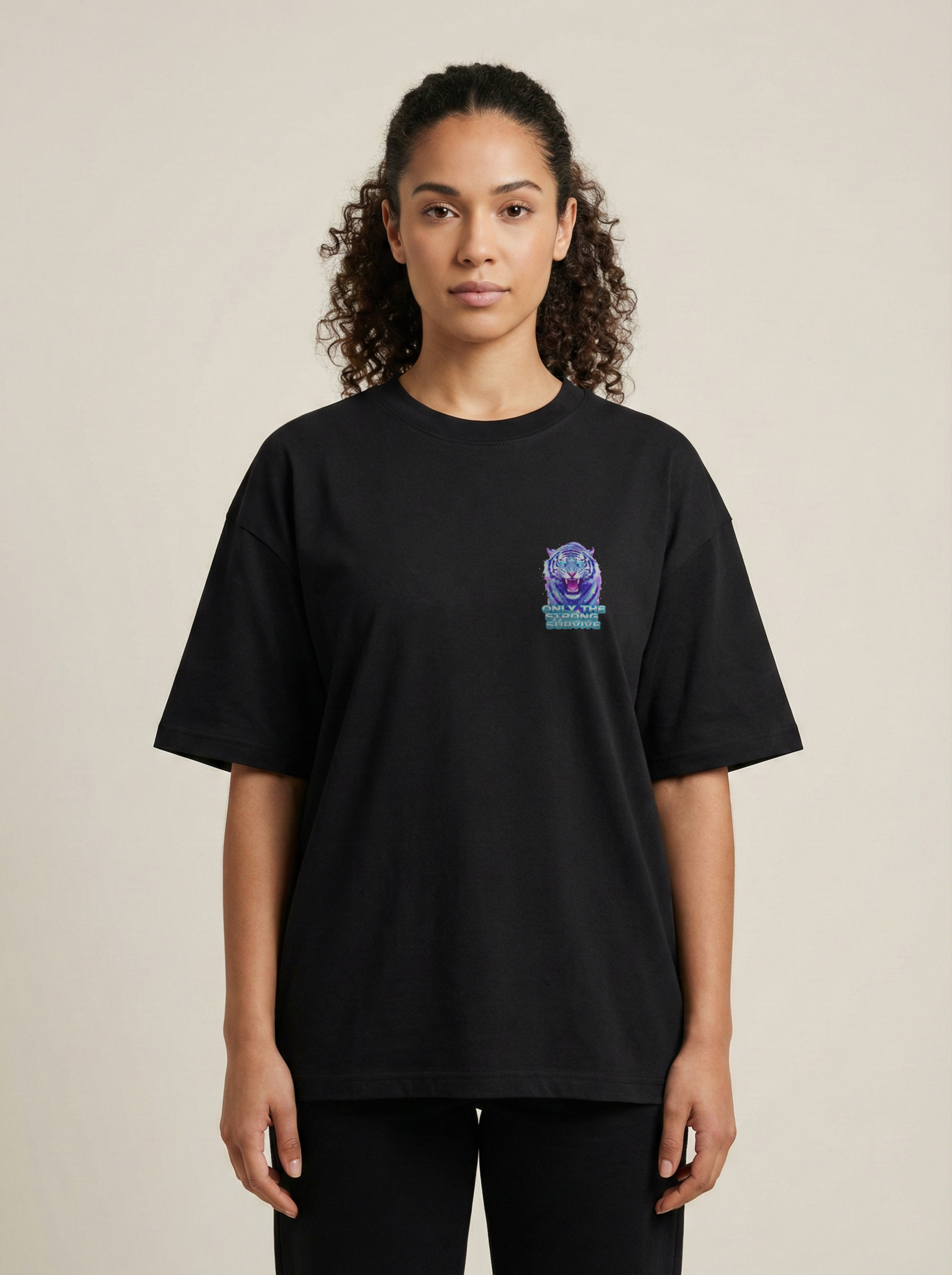 Survival  Premium Terry Oversized Tee Black