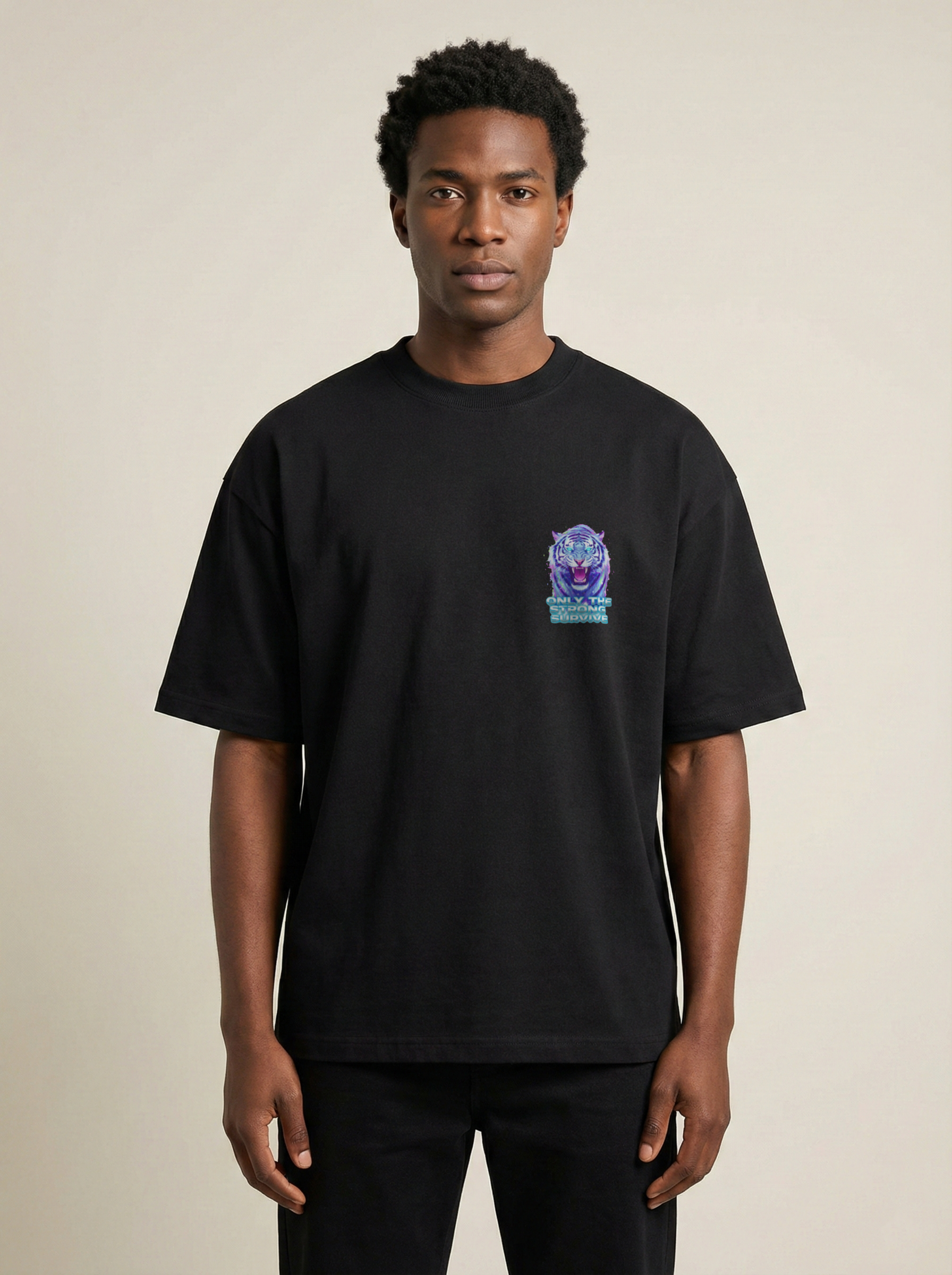 Survival  Premium Terry Oversized Tee Black