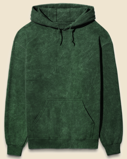 Unisex Acid Wash Hoodie Bottle Green