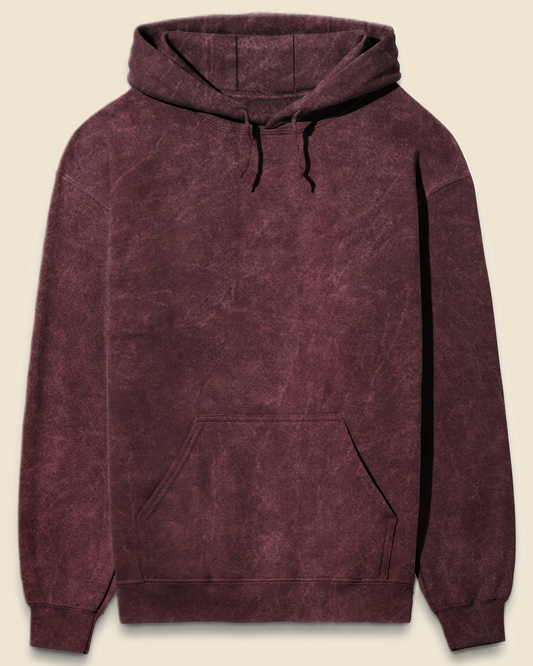 Unisex Acid Wash Hoodie Maroon