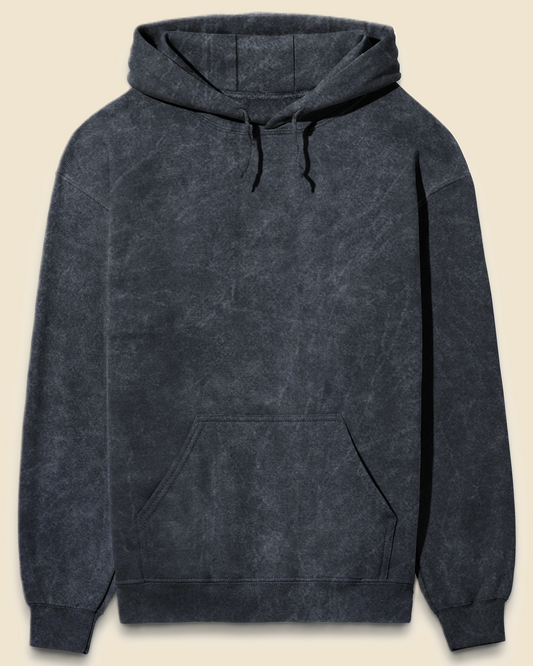 Unisex Acid Wash Hoodie Navy Blue