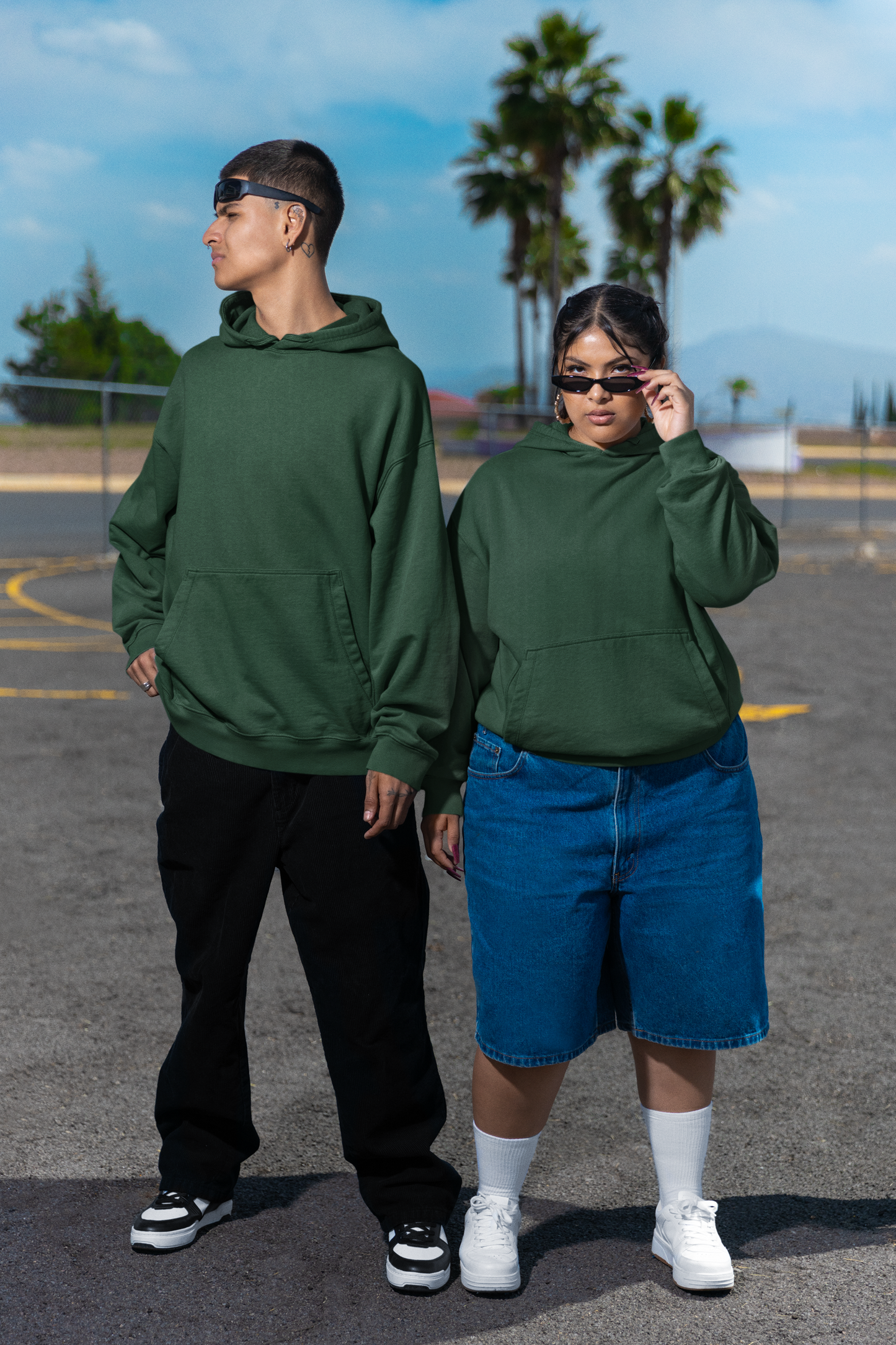 Unisex Oversized Hoodie Bottle Green