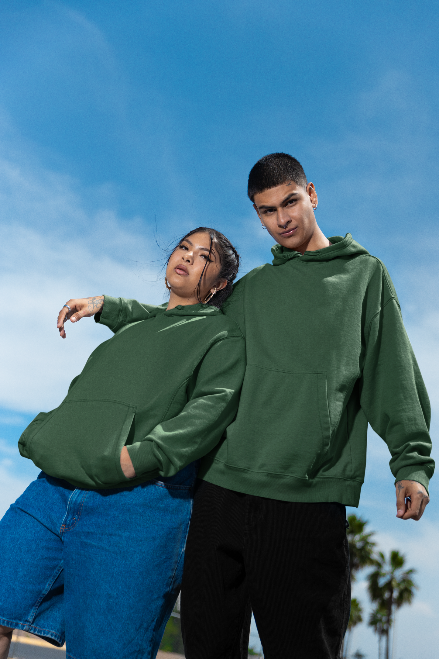 Unisex Oversized Hoodie Bottle Green