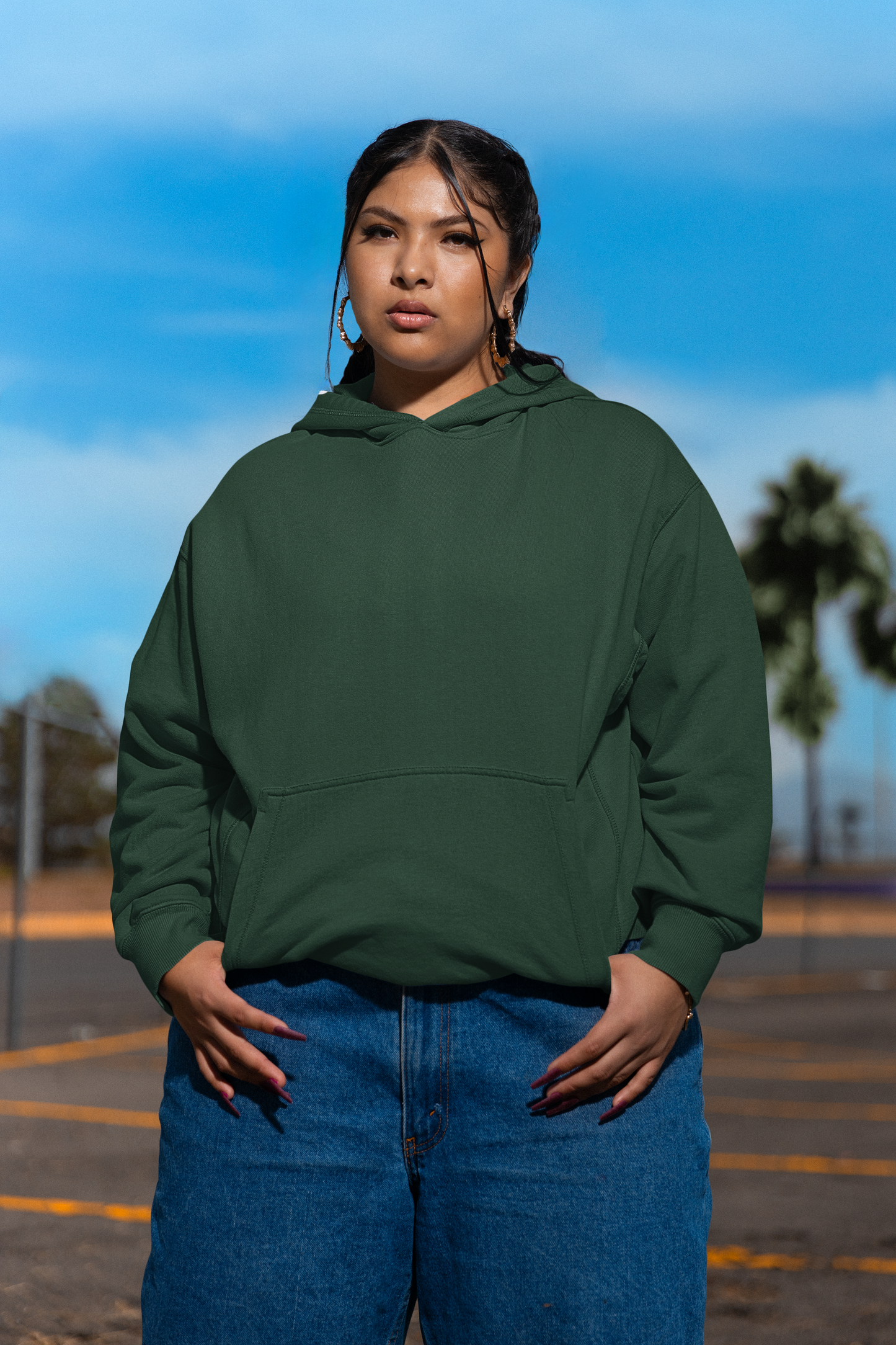 Unisex Oversized Hoodie Bottle Green