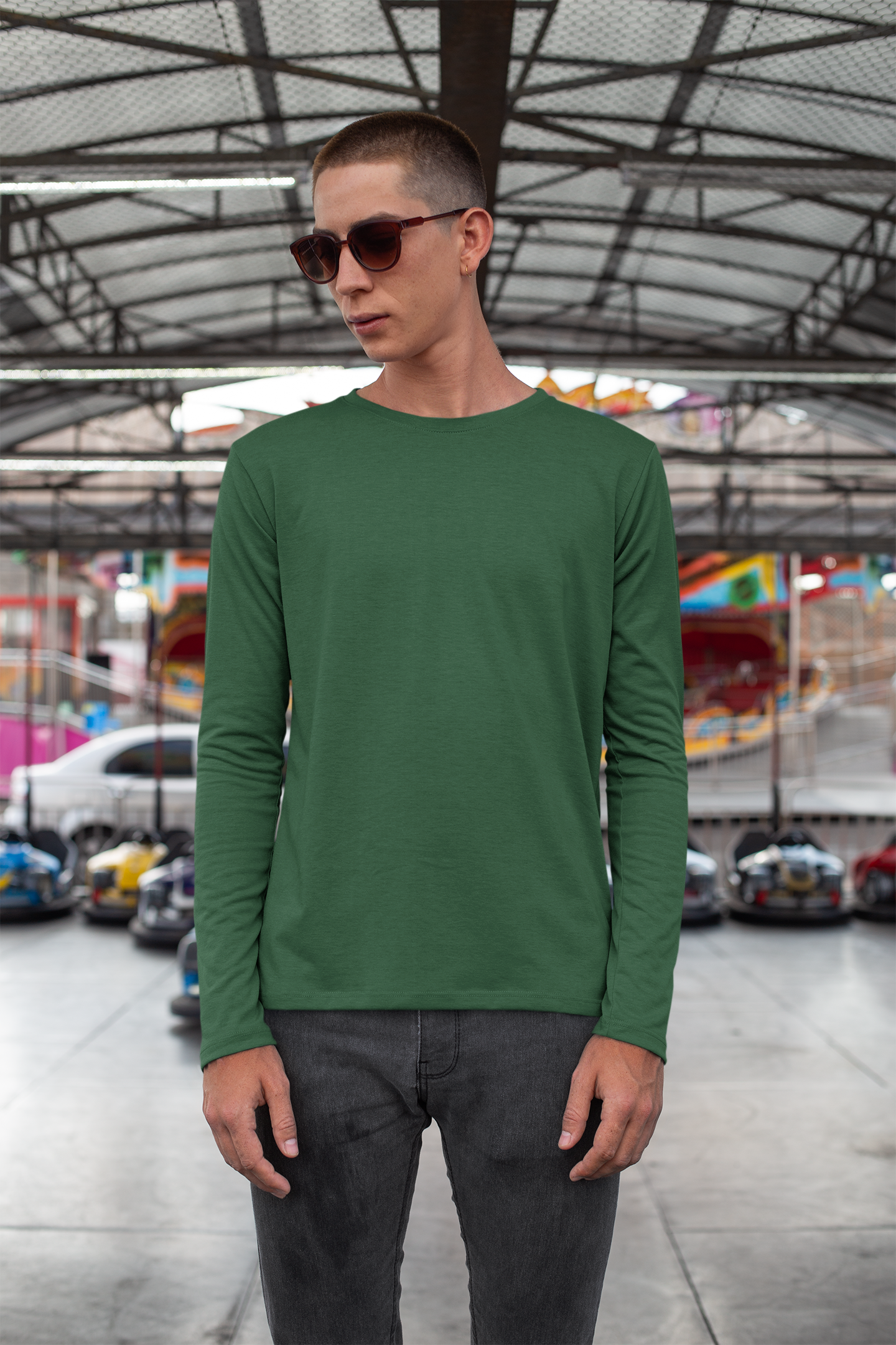 Mens Full Sleeve Tshirt Bottle Green