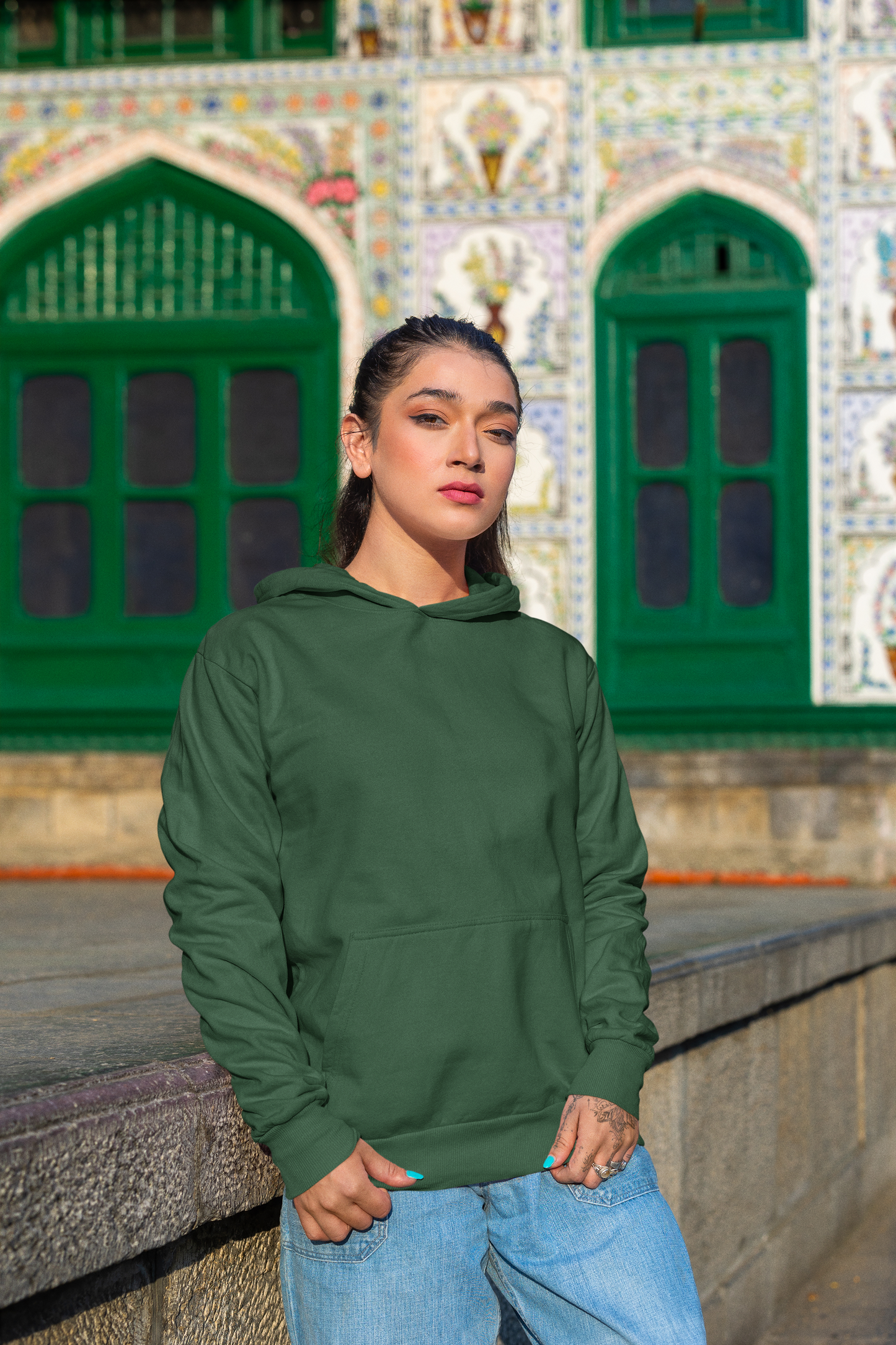 Unisex Hoodie Bottle Green