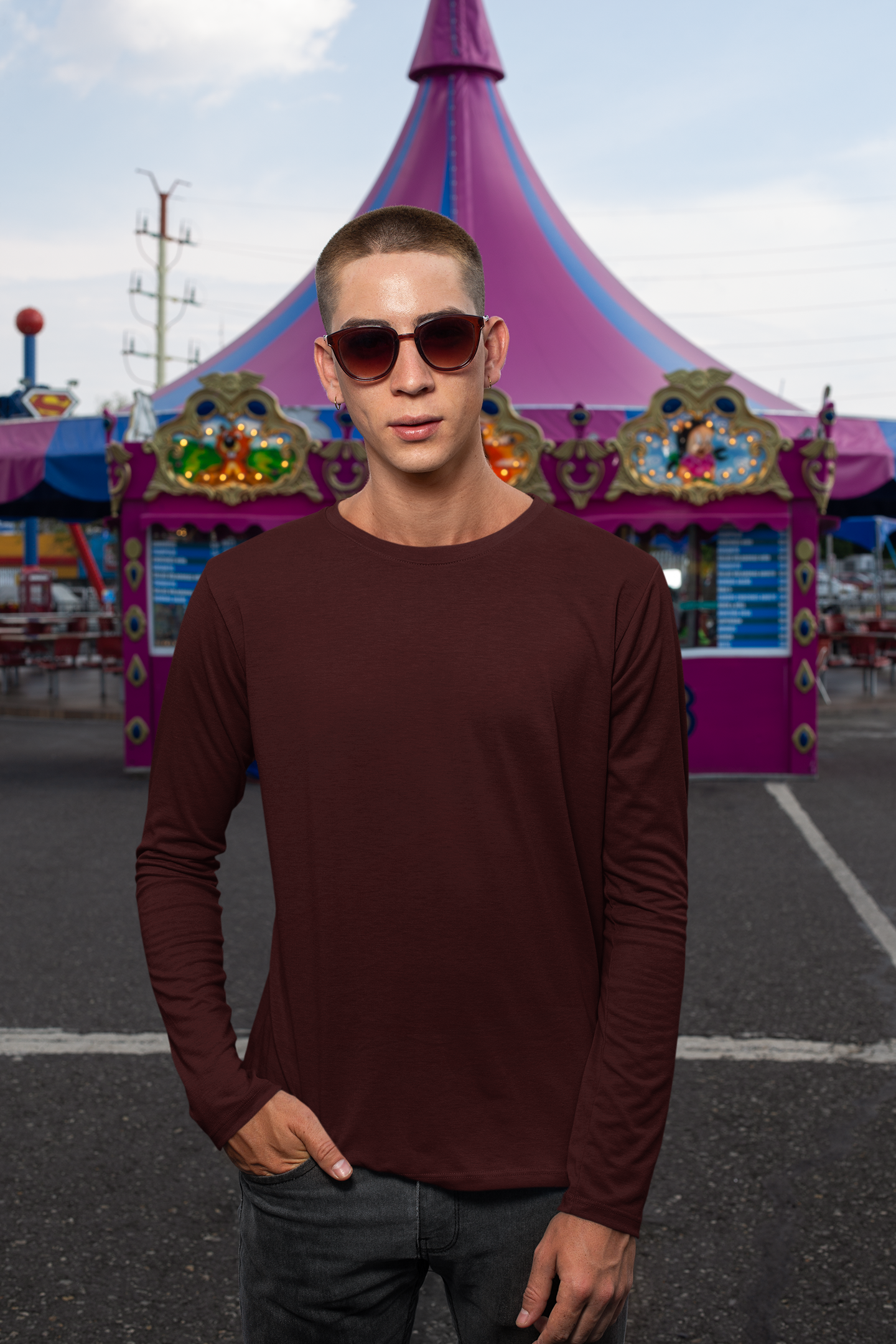 Mens Full Sleeve Tshirt Maroon