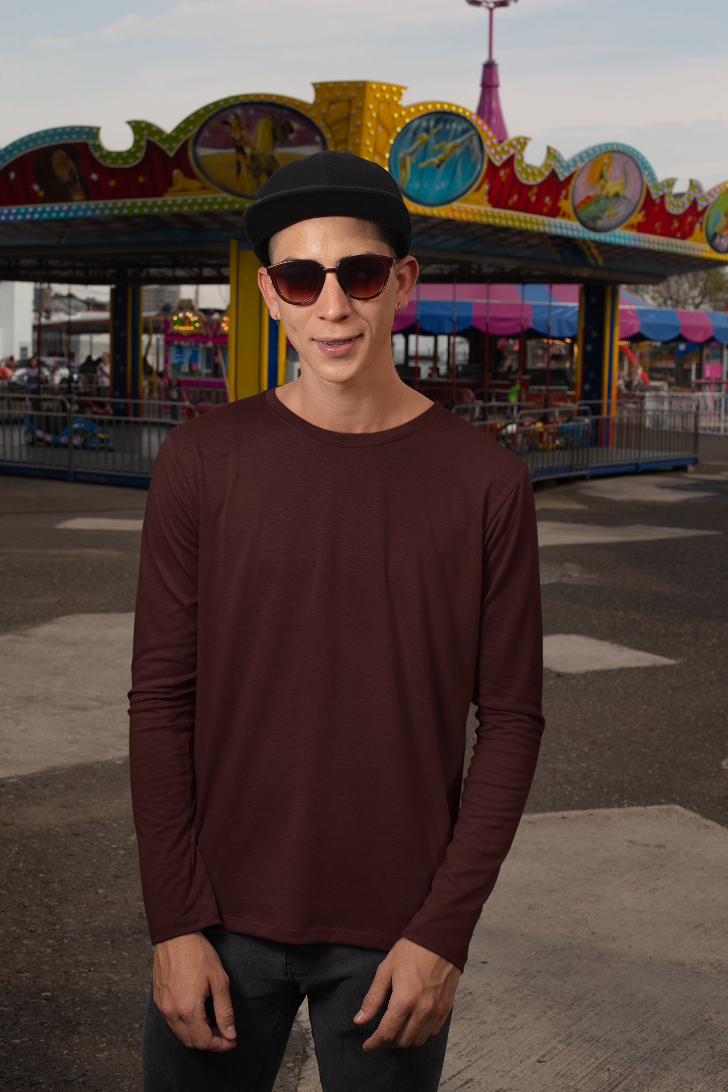 Mens Full Sleeve Tshirt Maroon