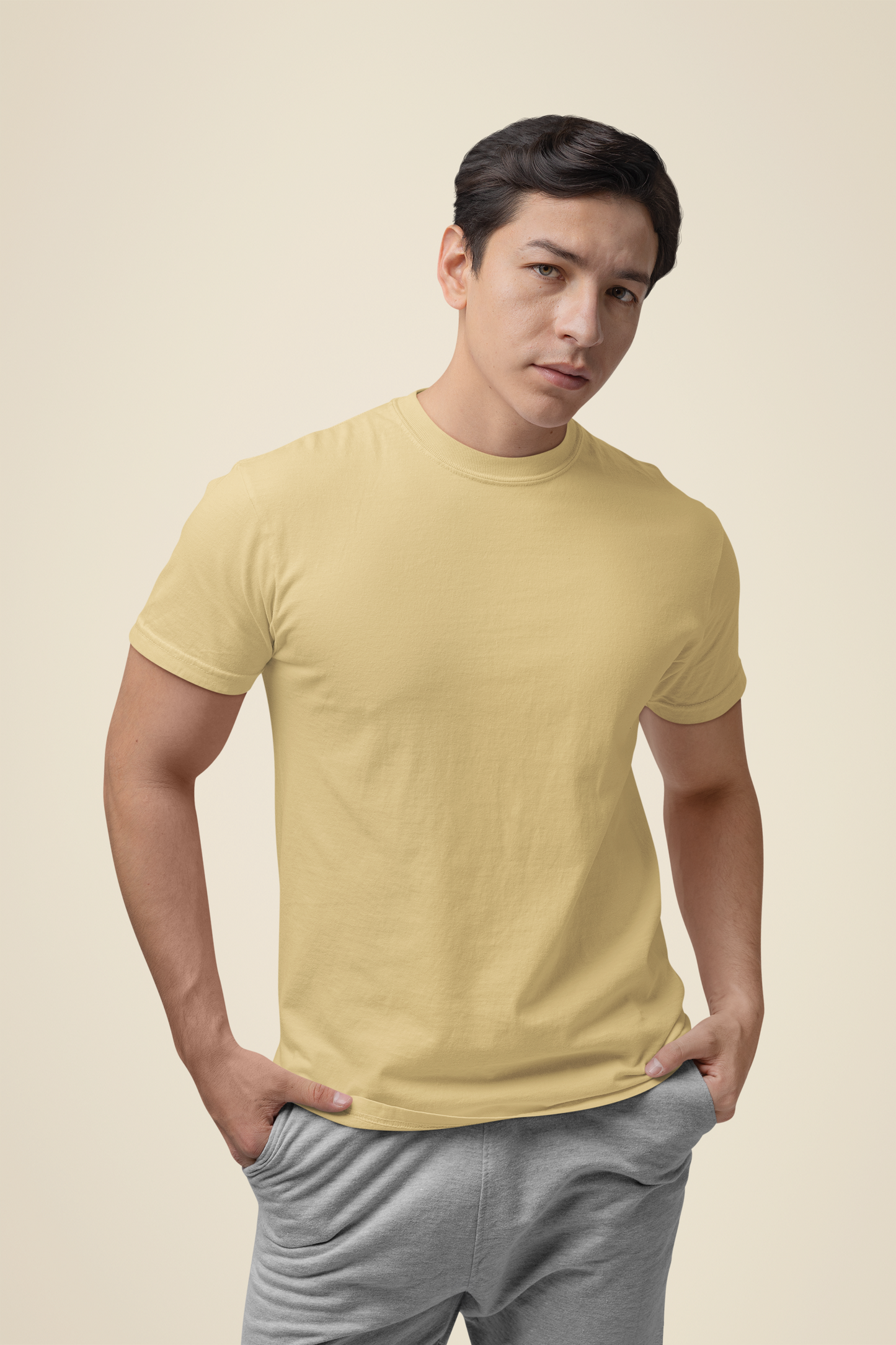 Mens Classic Crew Tshirt Beige