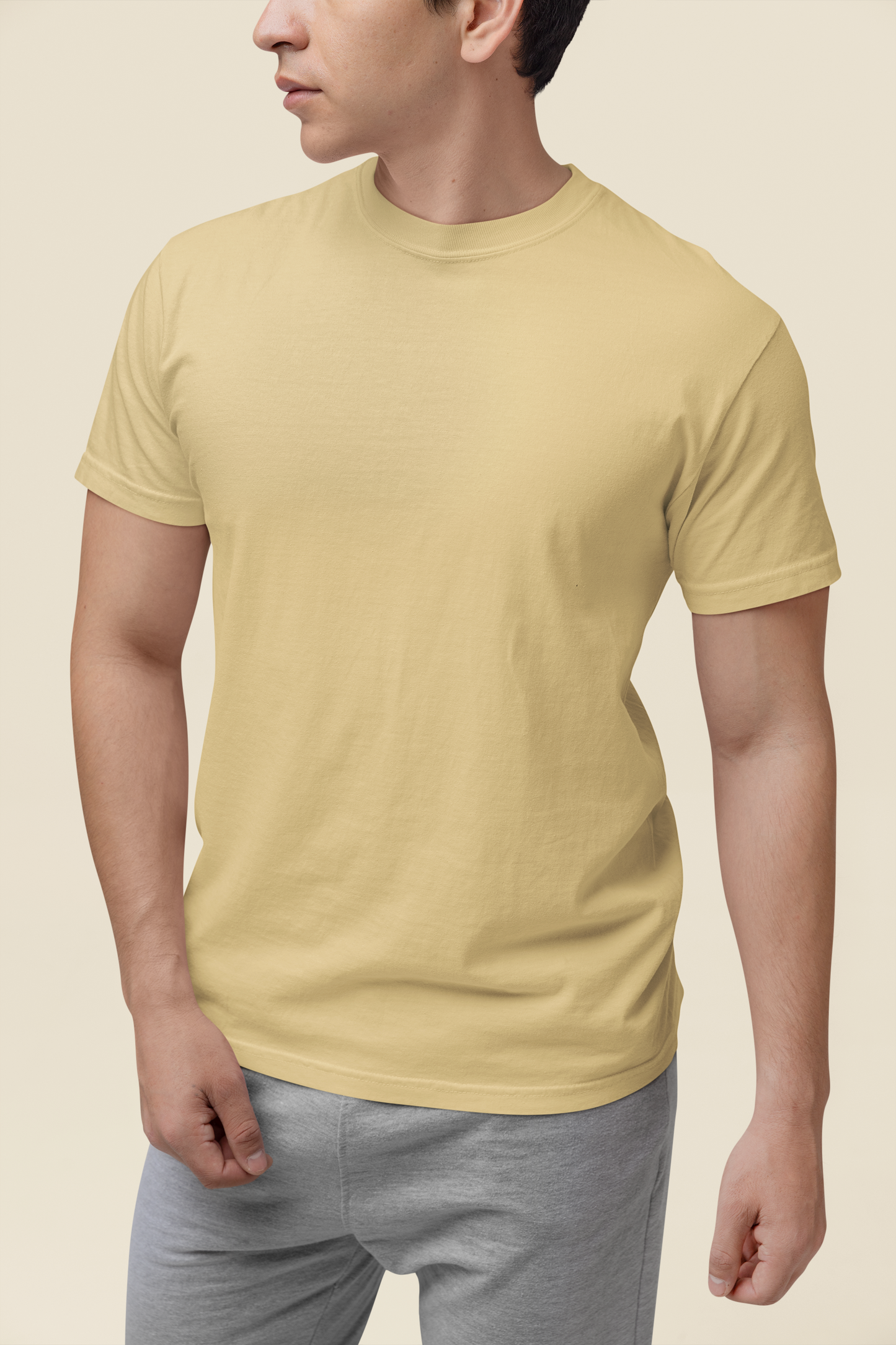 Mens Classic Crew Tshirt Beige