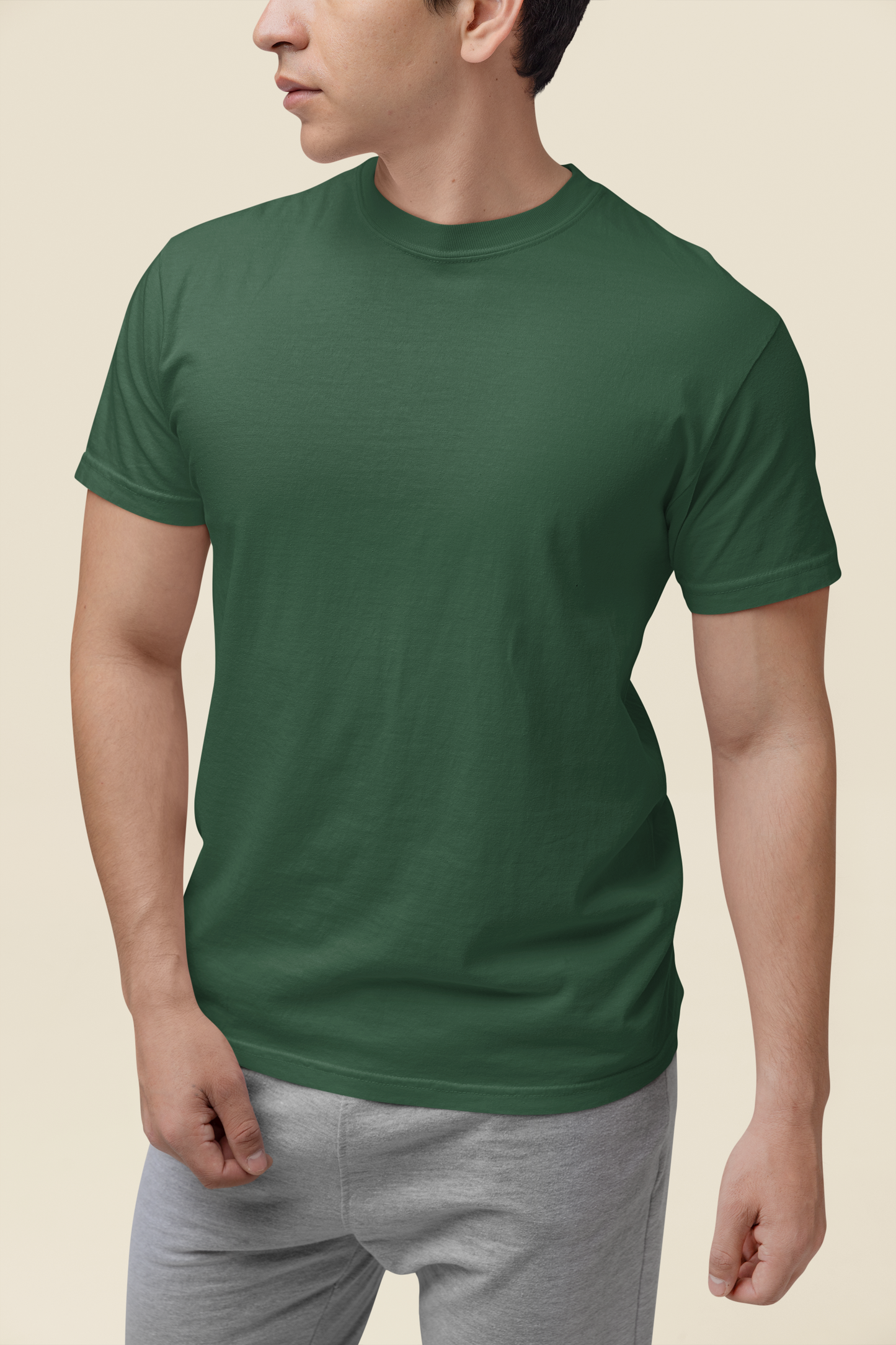 Mens Classic Crew Tshirt Bottle Green