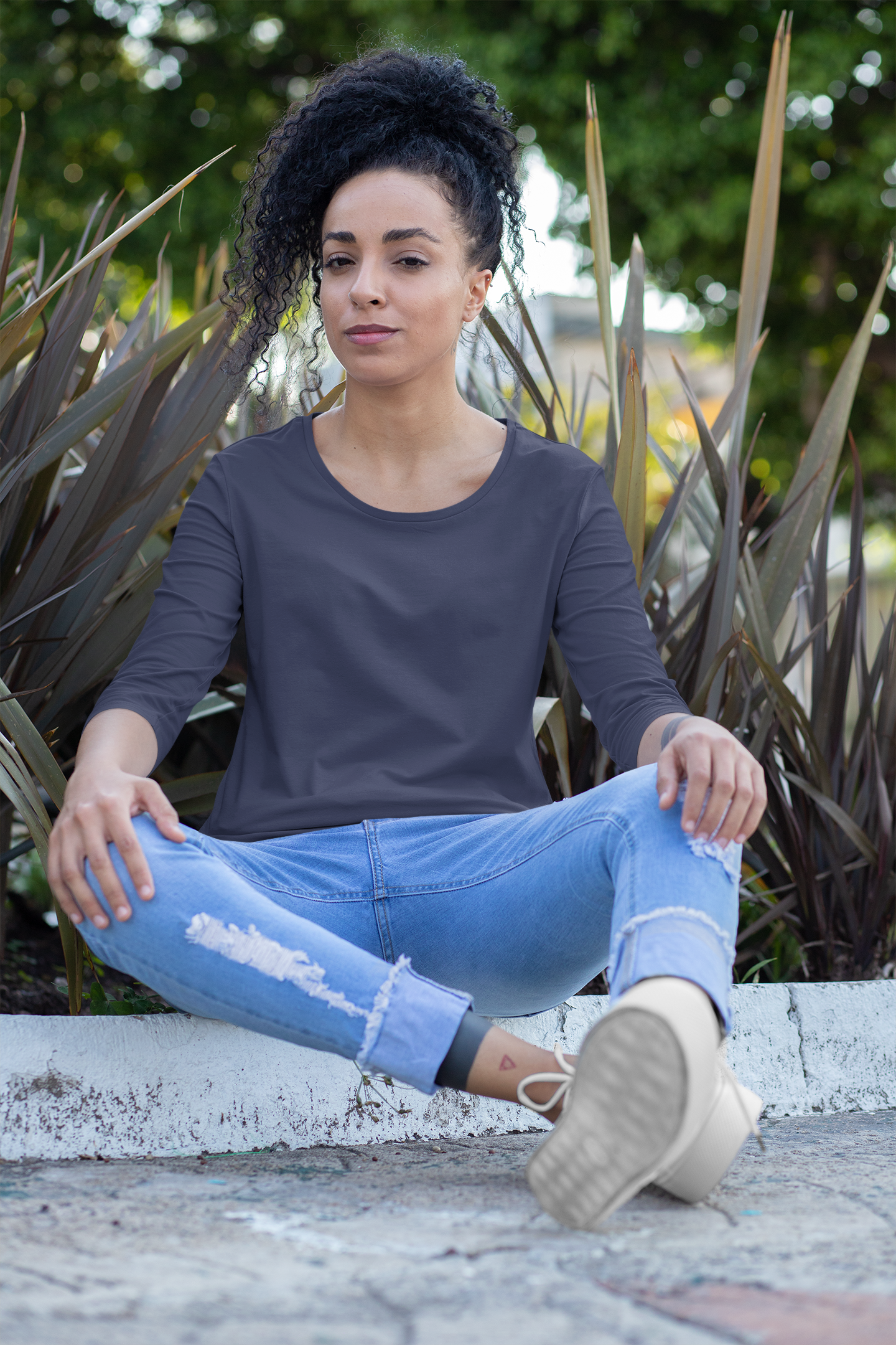 Womens Full Sleeve Tshirt Navy Blue