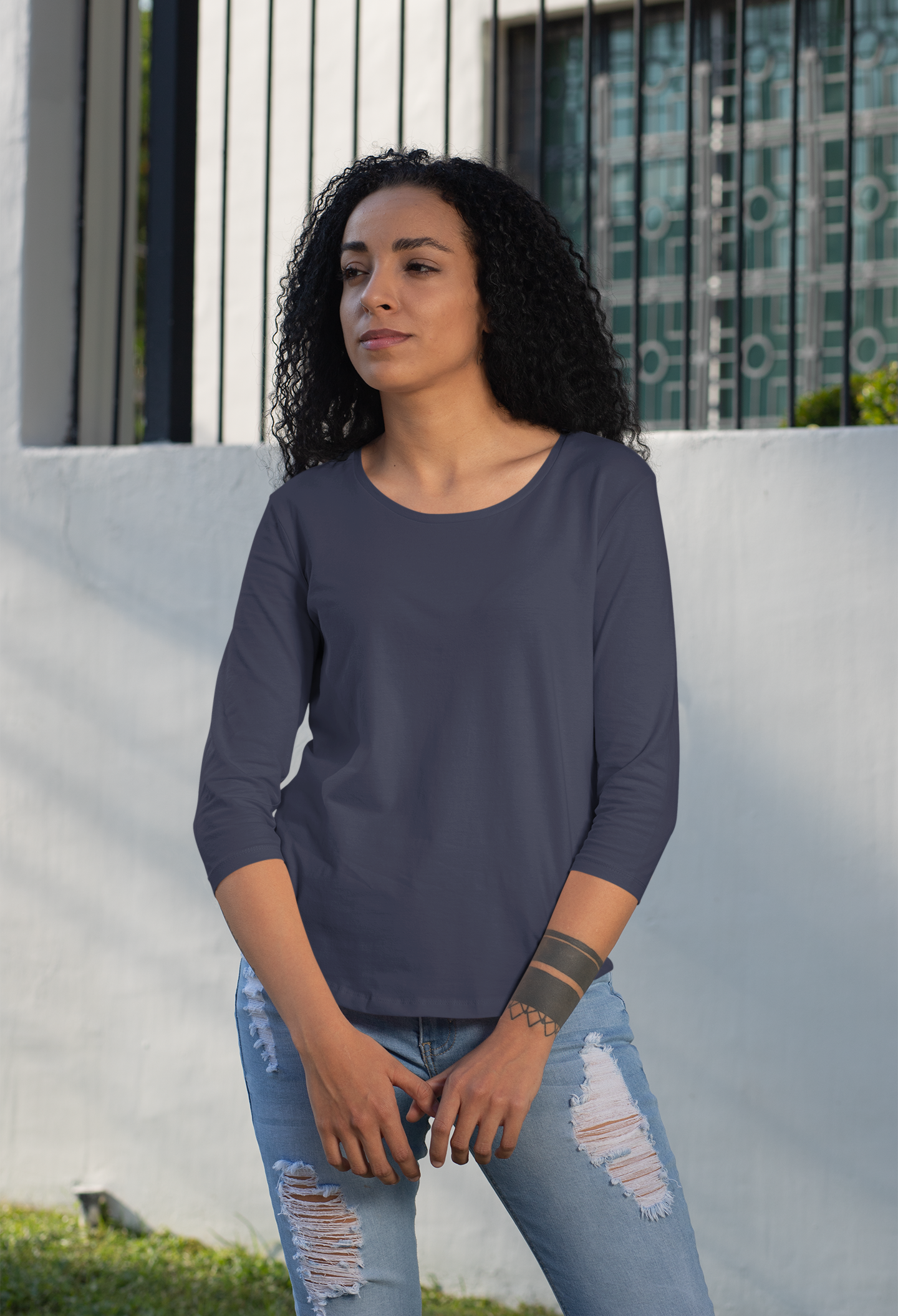 Womens Full Sleeve Tshirt Navy Blue