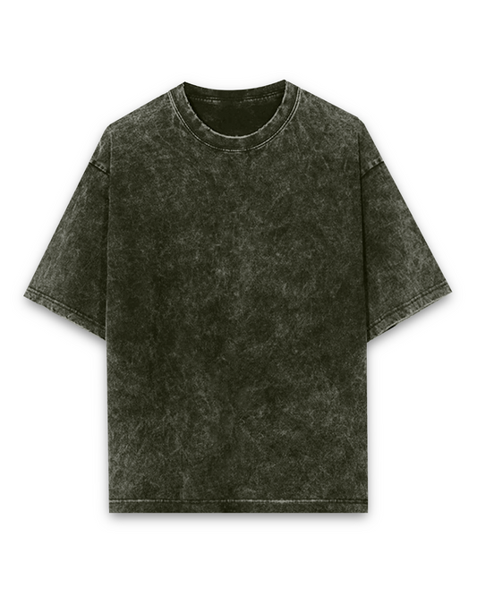 Acid Wash Oversized Tee Olive Green