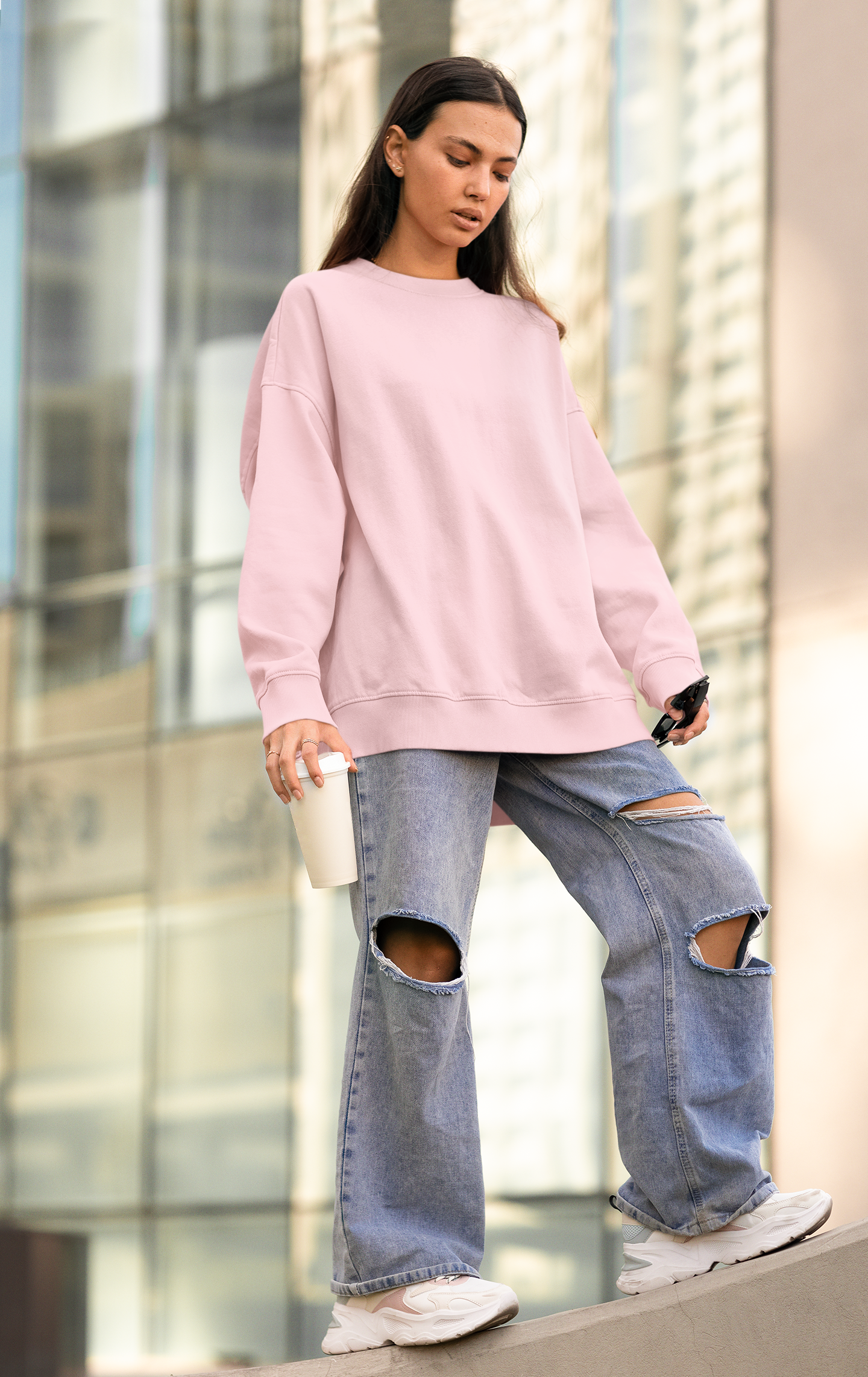 Unisex Oversized Sweatshirt Baby Pink