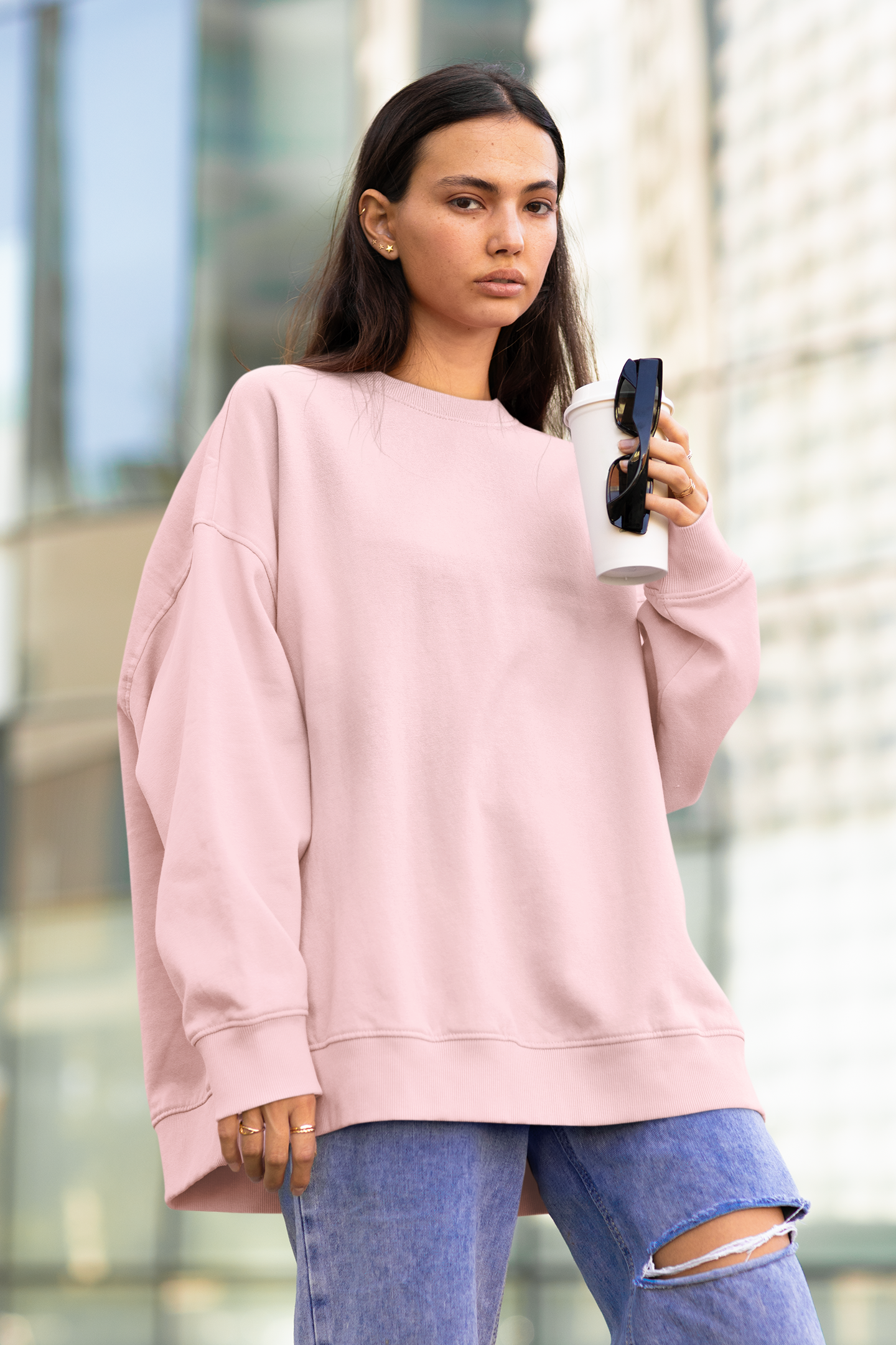 Unisex Oversized Sweatshirt Baby Pink