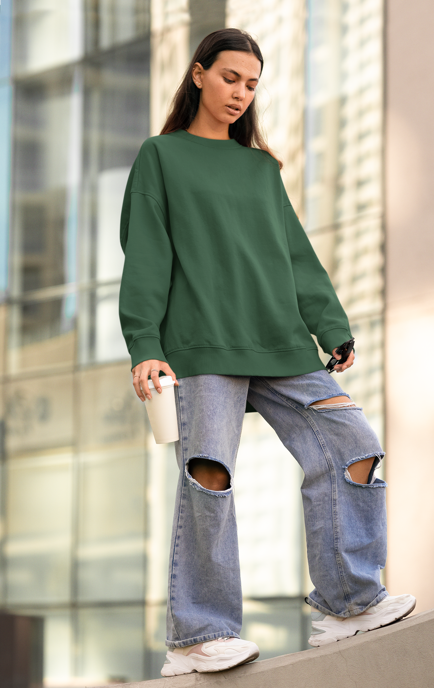 Unisex Oversized Sweatshirt Bottle Green