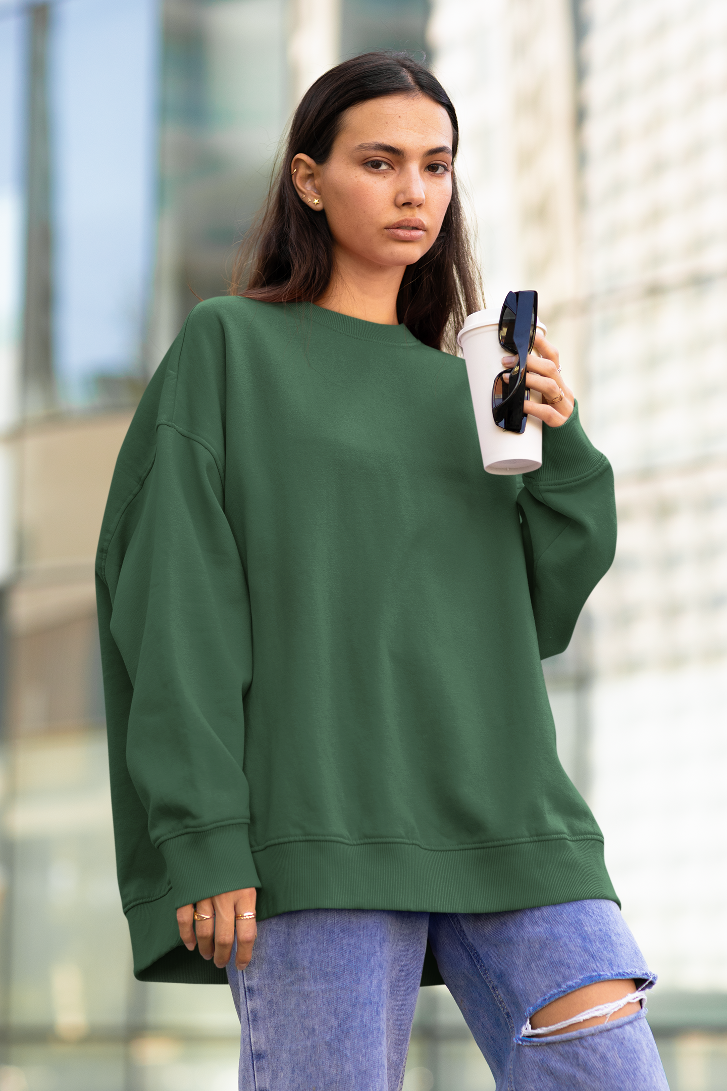 Unisex Oversized Sweatshirt Bottle Green