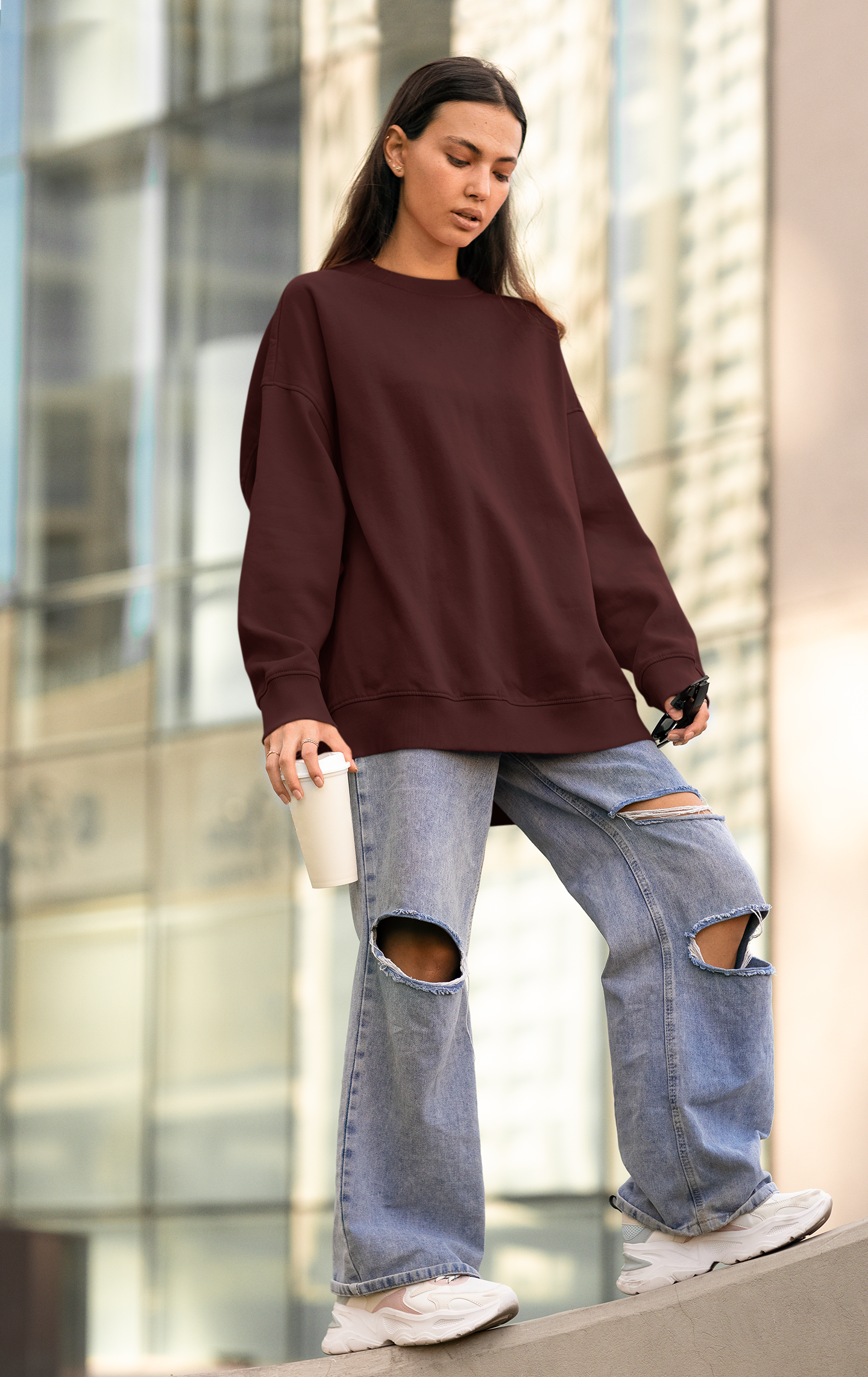 Unisex Oversized Sweatshirt Maroon