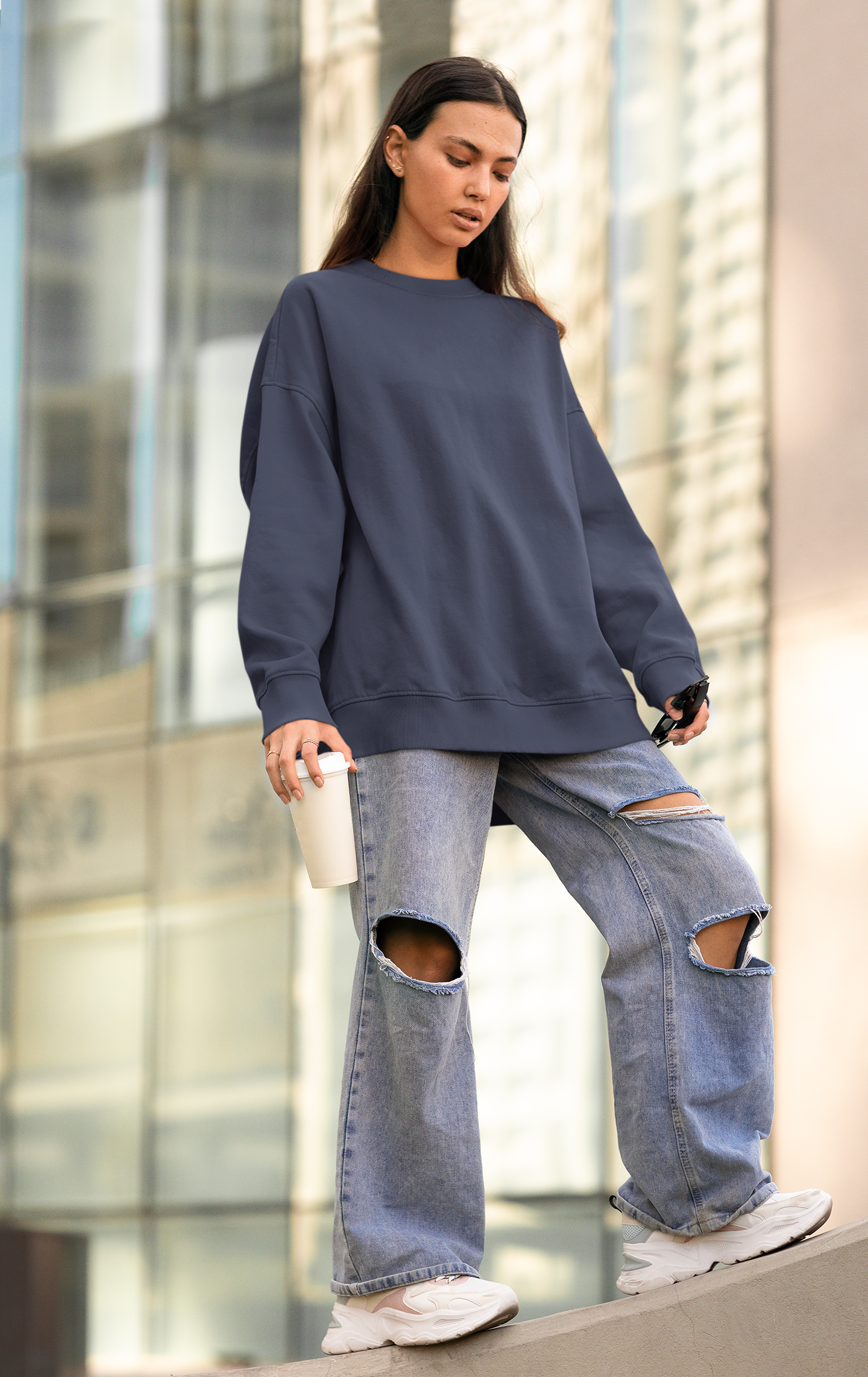 Unisex Oversized Sweatshirt Navy Blue