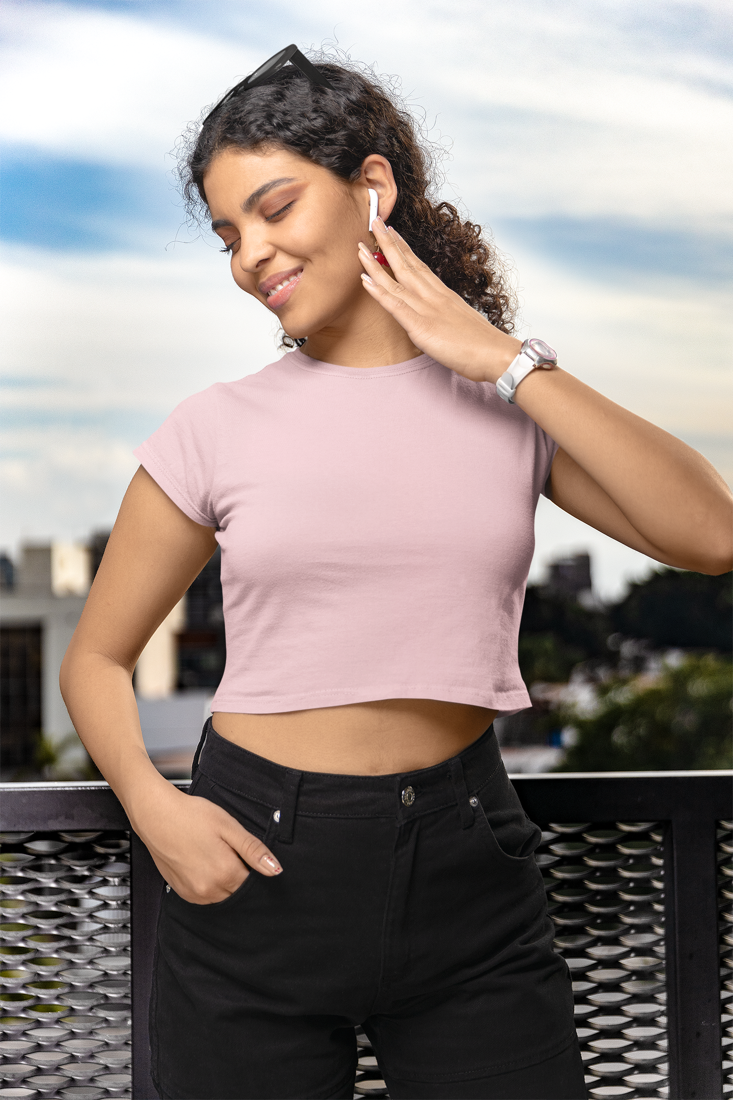 Womens Crop Top Baby Pink