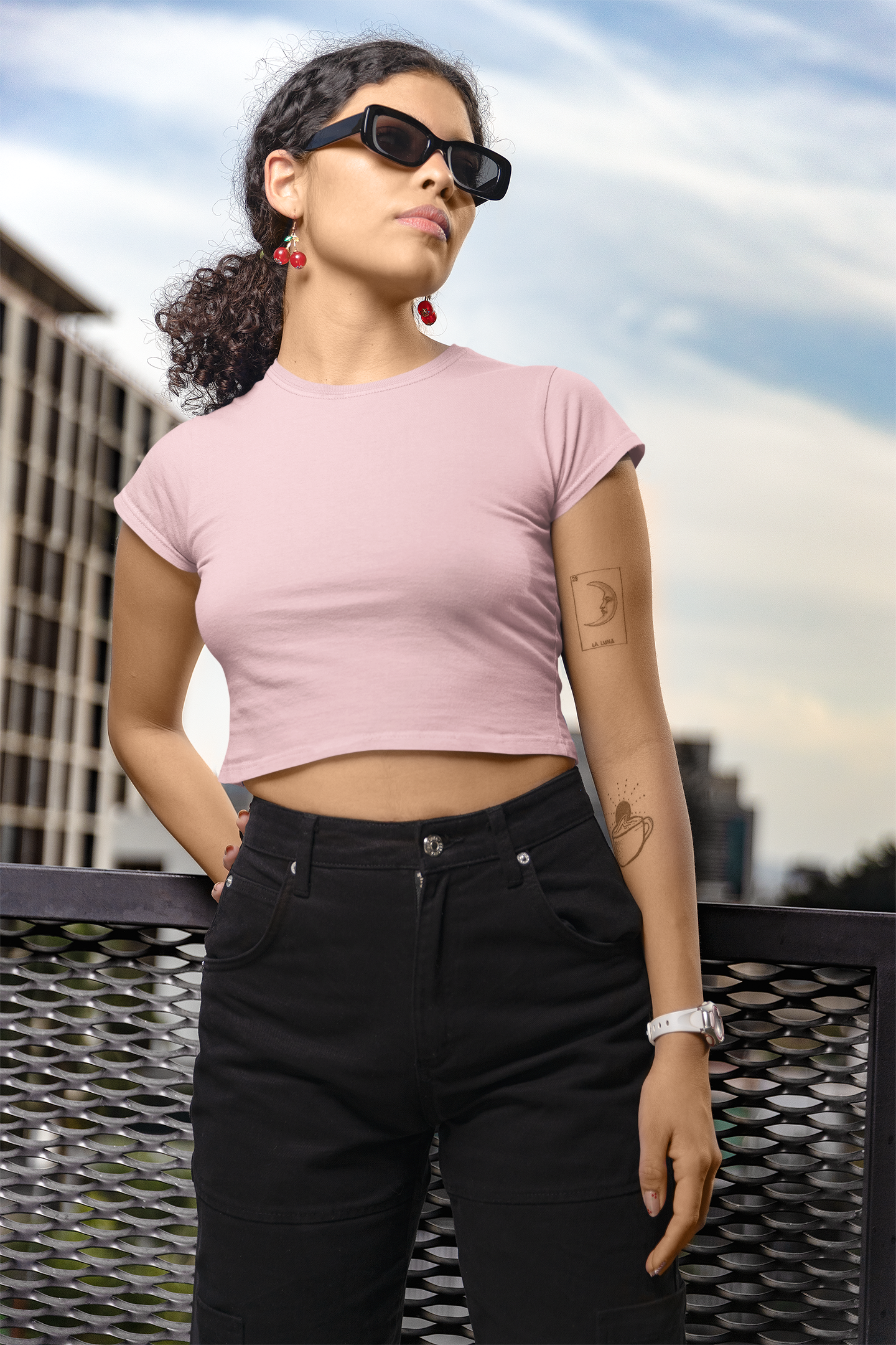 Womens Crop Top Baby Pink