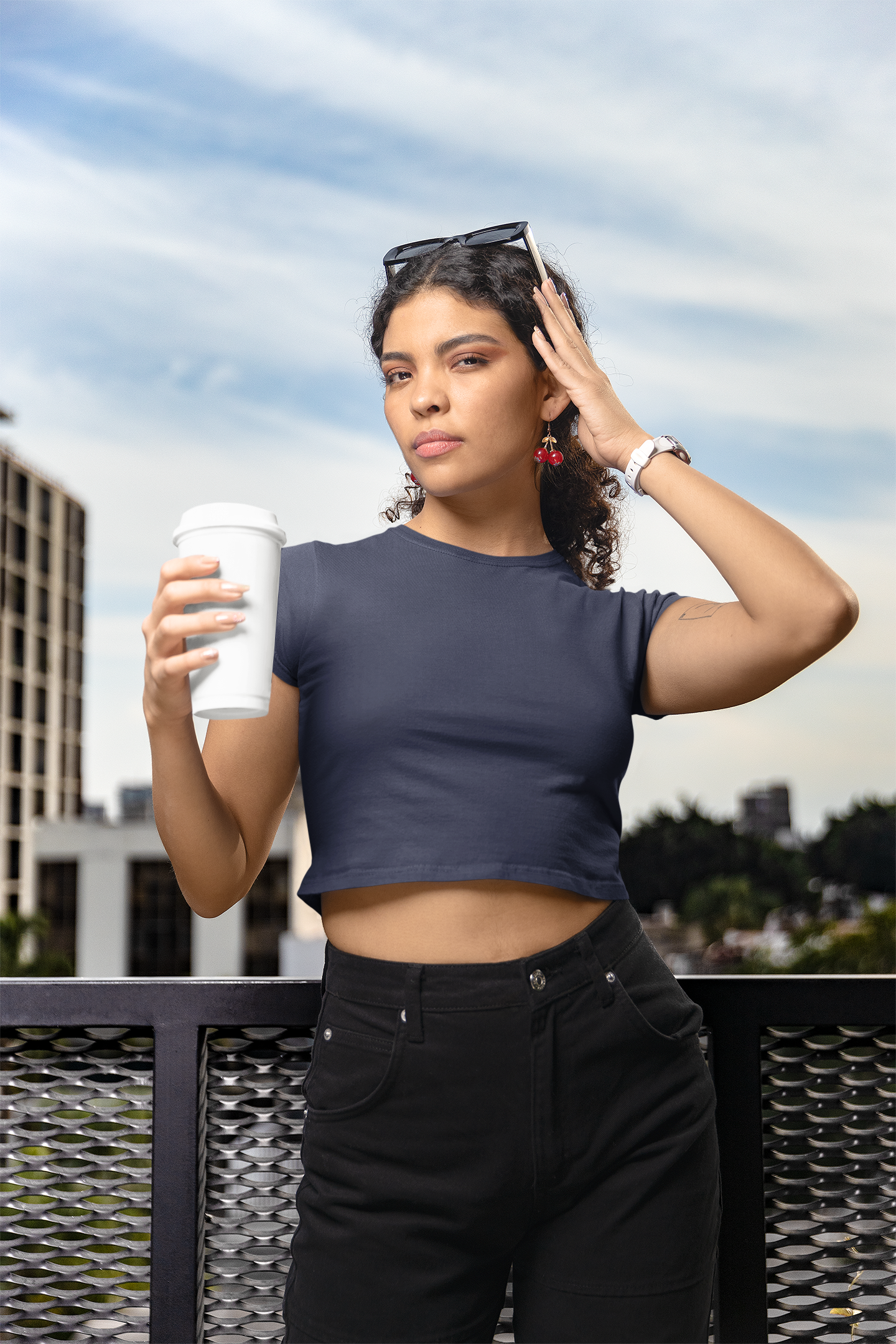 Womens Crop Top Navy Blue