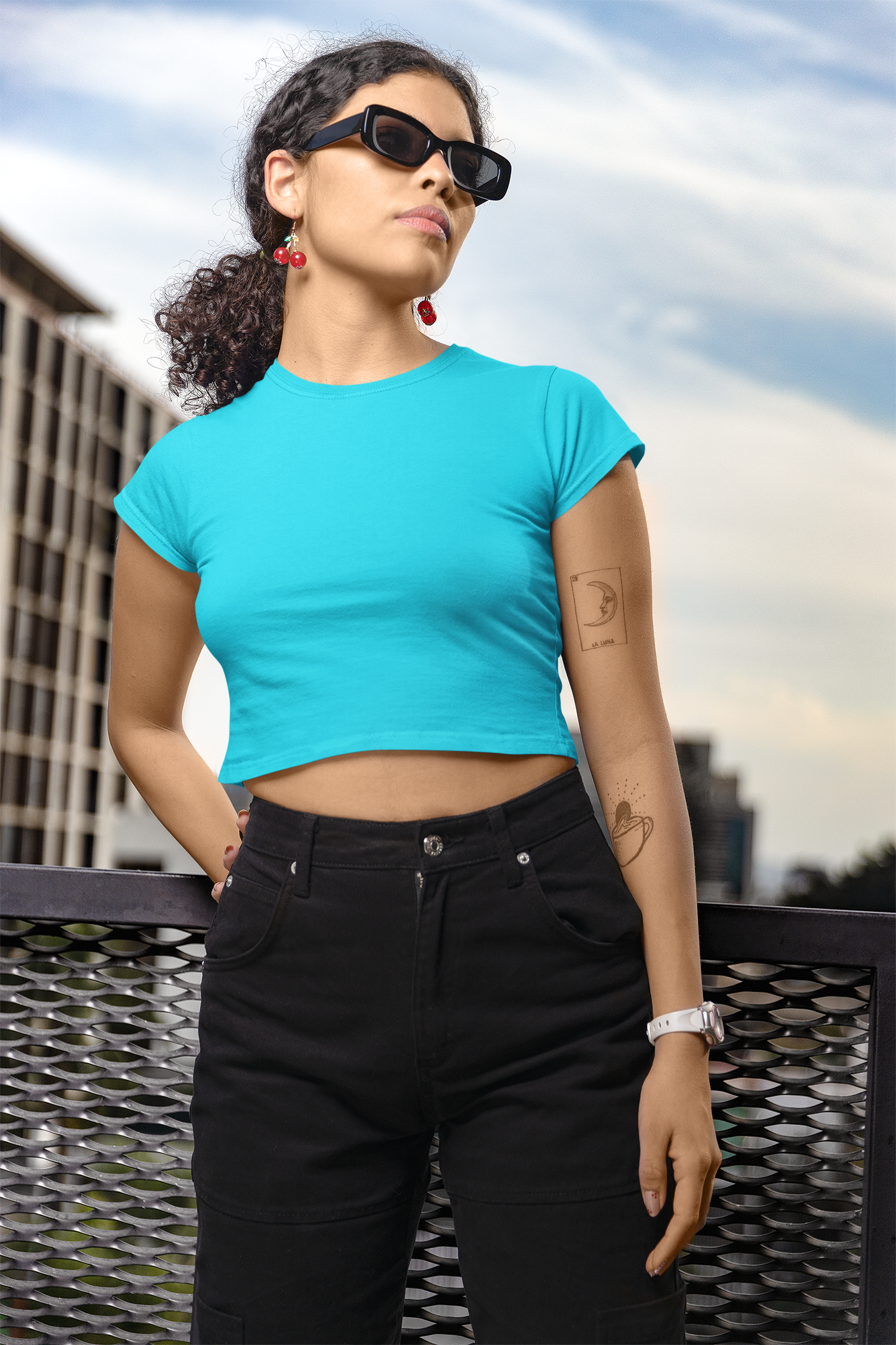 Womens Crop Top Sky Blue