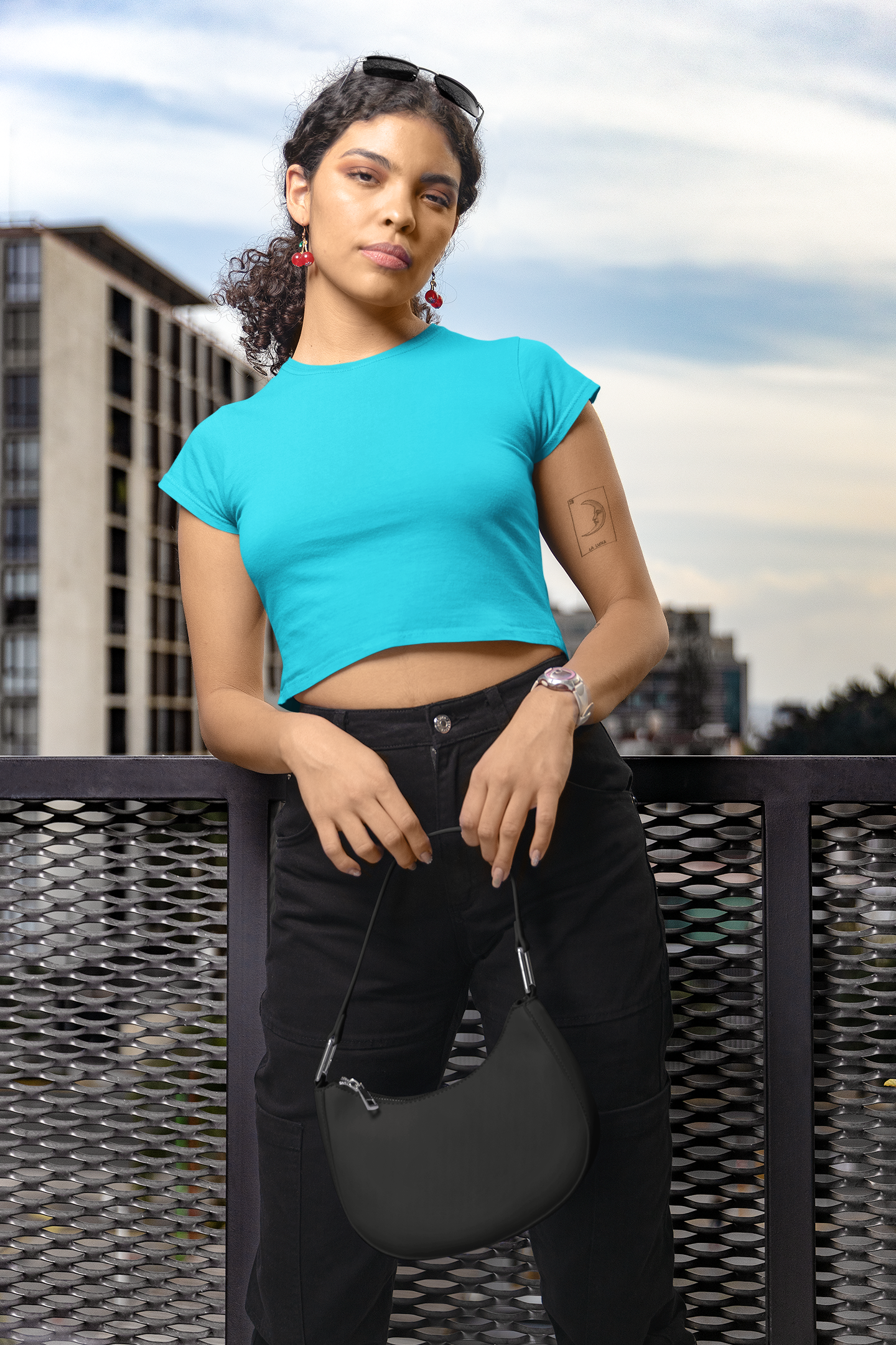 Womens Crop Top Sky Blue