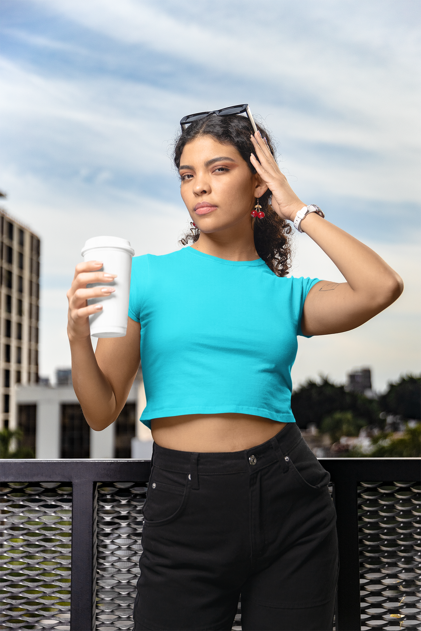 Womens Crop Top Sky Blue